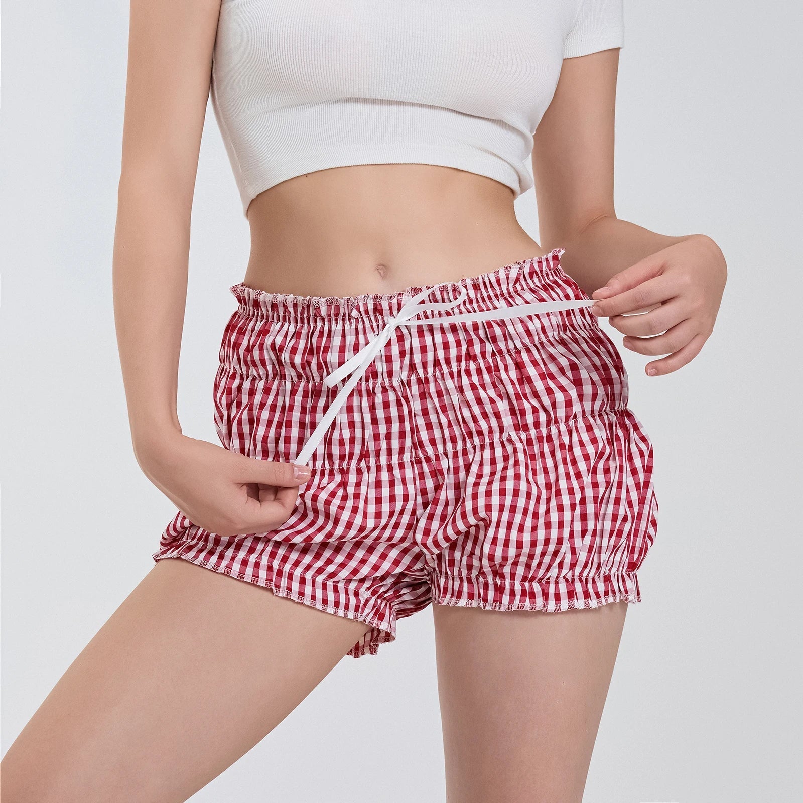 Plaid Ruffled Pajama Bloomer Short