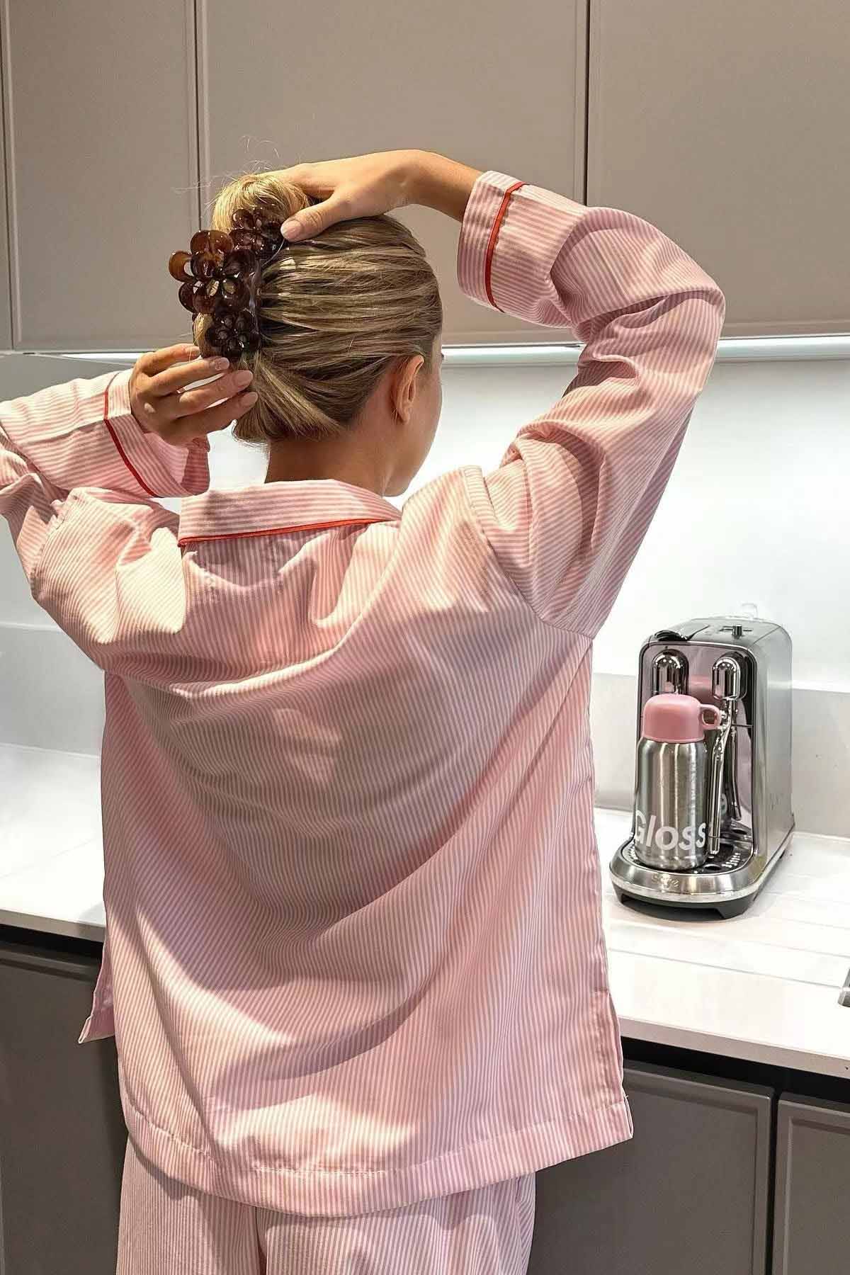 Pink Striped Heart Pajama Set