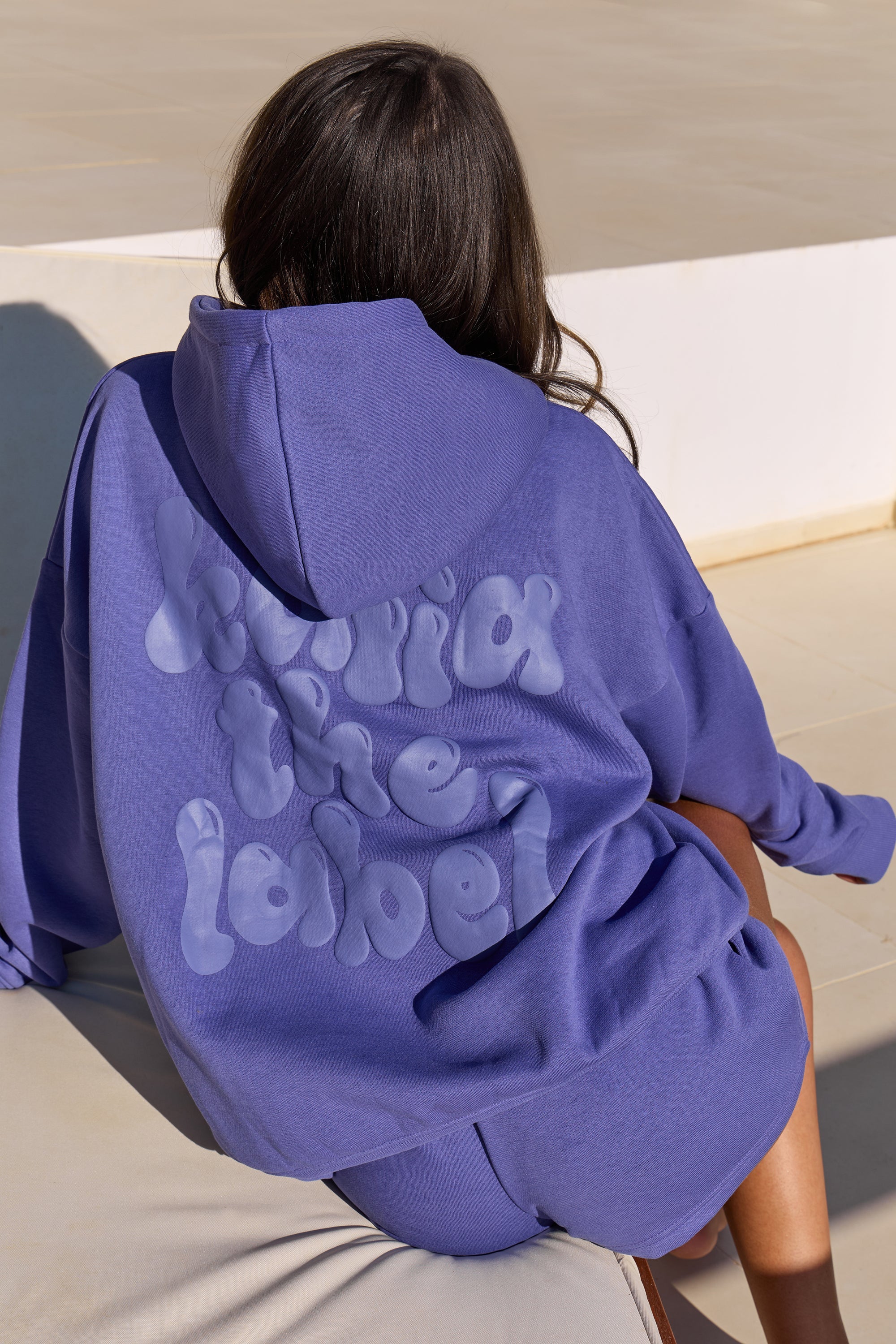 Kaiia Bubble Graphic Oversized Hoodie Blue Lagoon