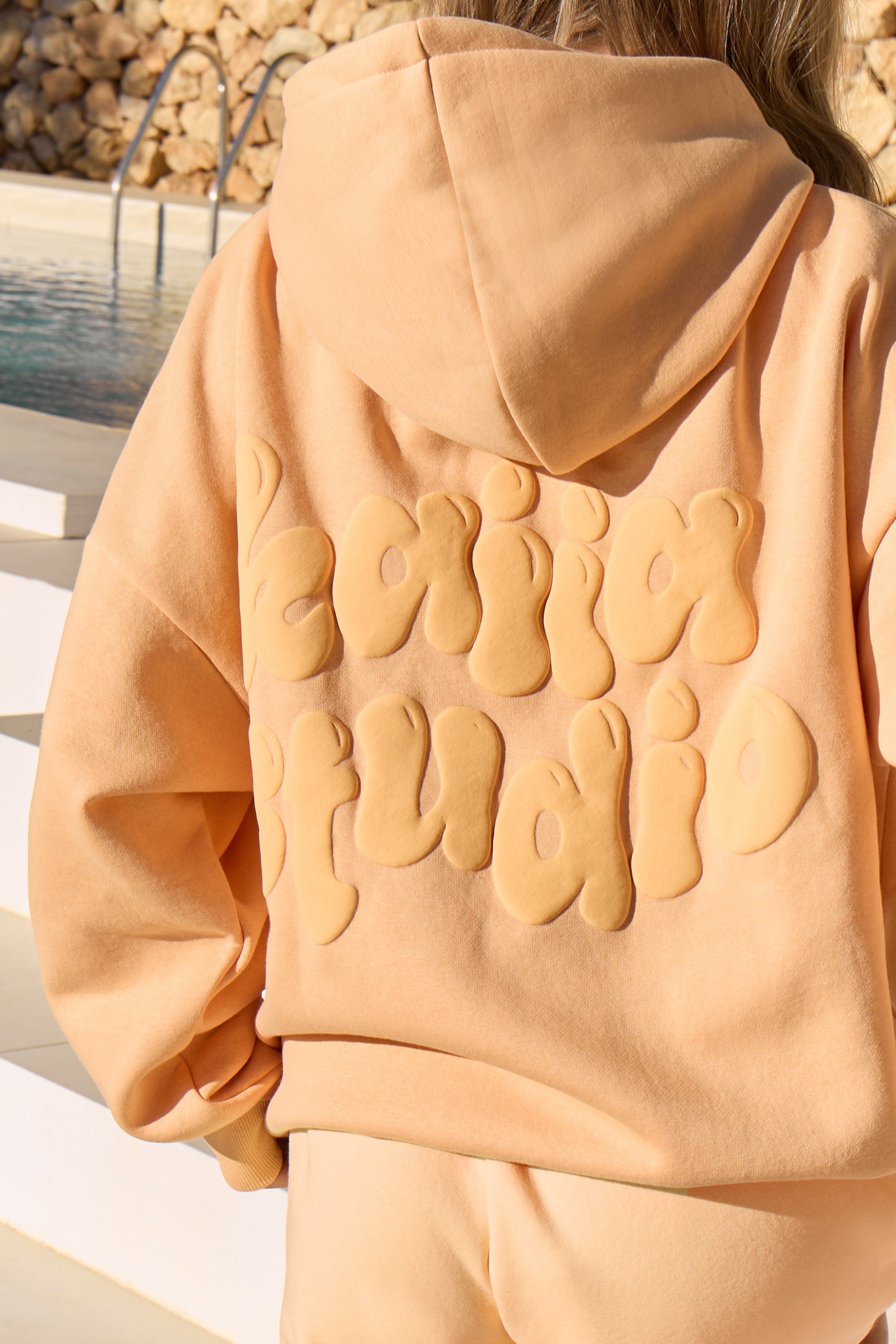 Kaiia Bubble Graphic Oversized Hoodie Mango Margarita