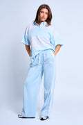 Kaiia Logo Tricot Joggers Baby Blue & White