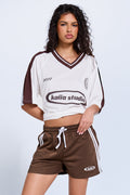 Kaiia Logo Tricot Shorts Chocolate & Vanilla