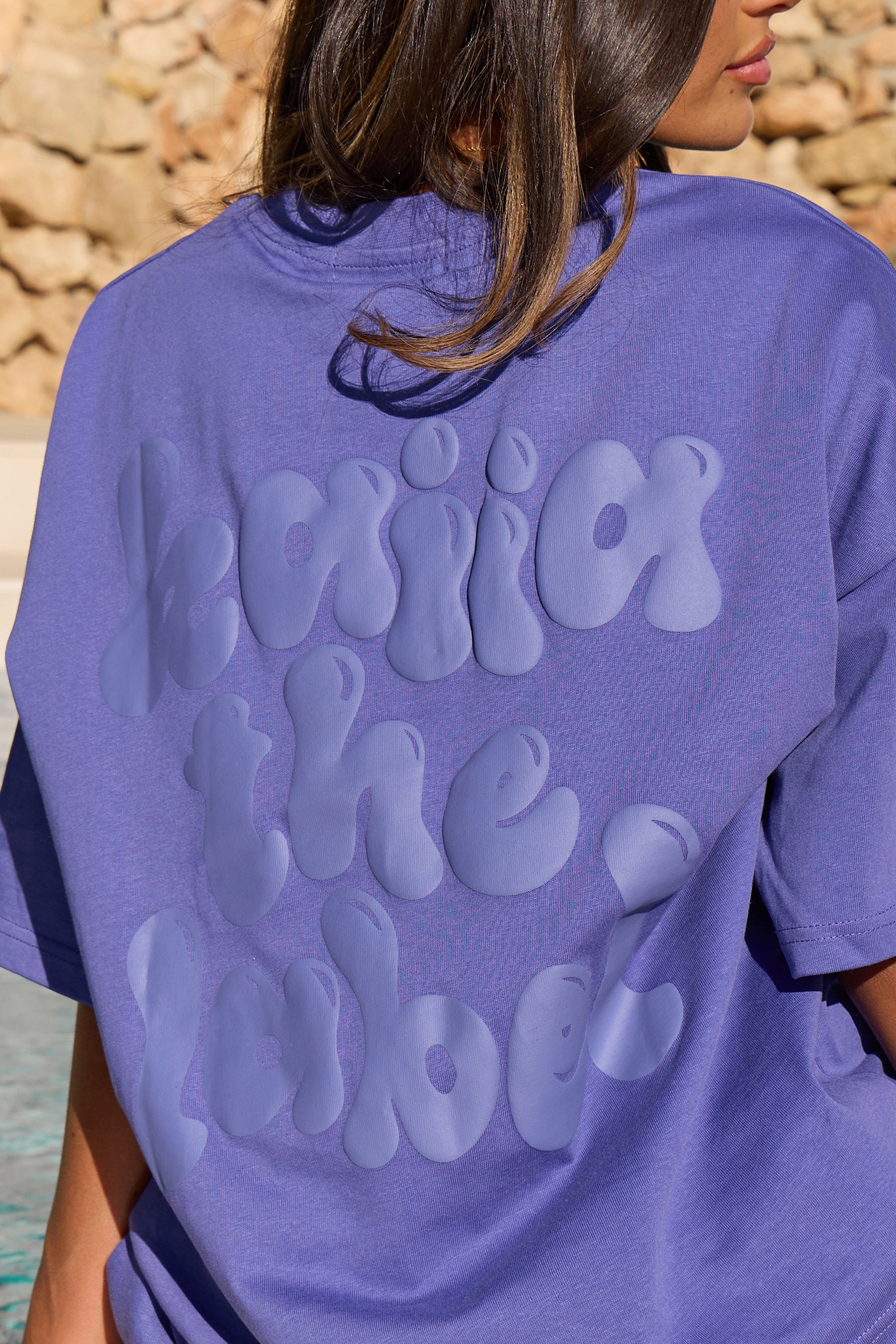 Kaiia Bubble Graphic Oversized T-shirt Blue Lagoon