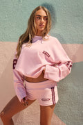 Kaiia 12 Graphic Oversized Football Top Baby Pink & Burgundy
