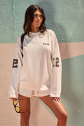Kaiia 12 Graphic Oversized Football Top Vanilla & Chocolate