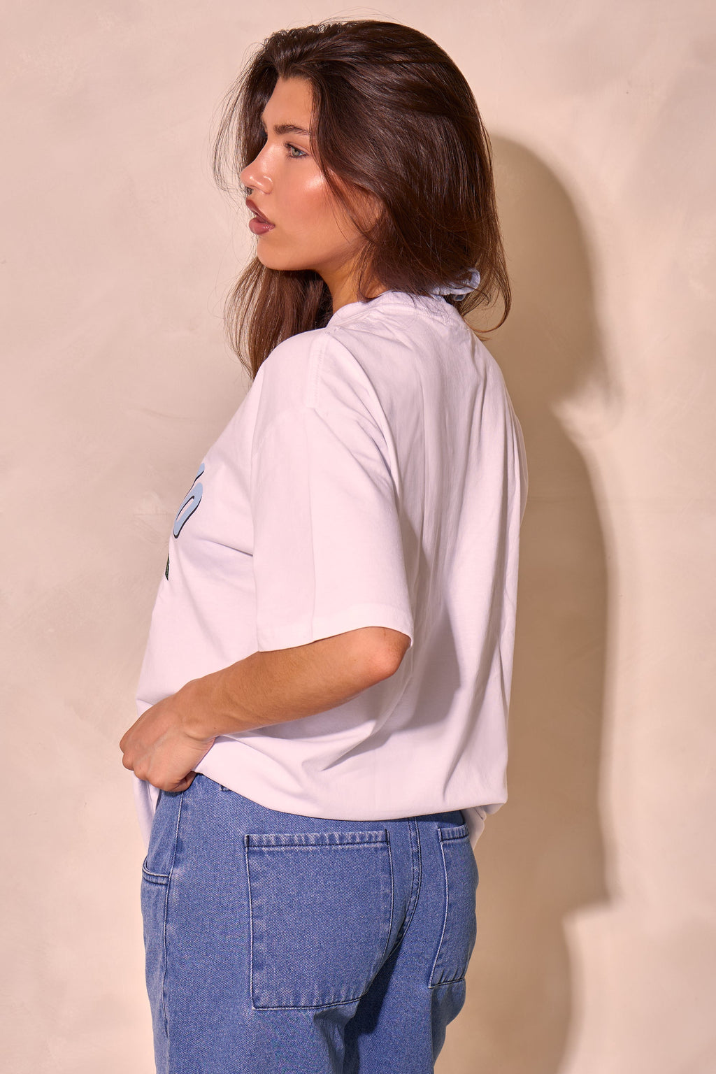 Kaiia Positano Graphic Oversized T-shirt White