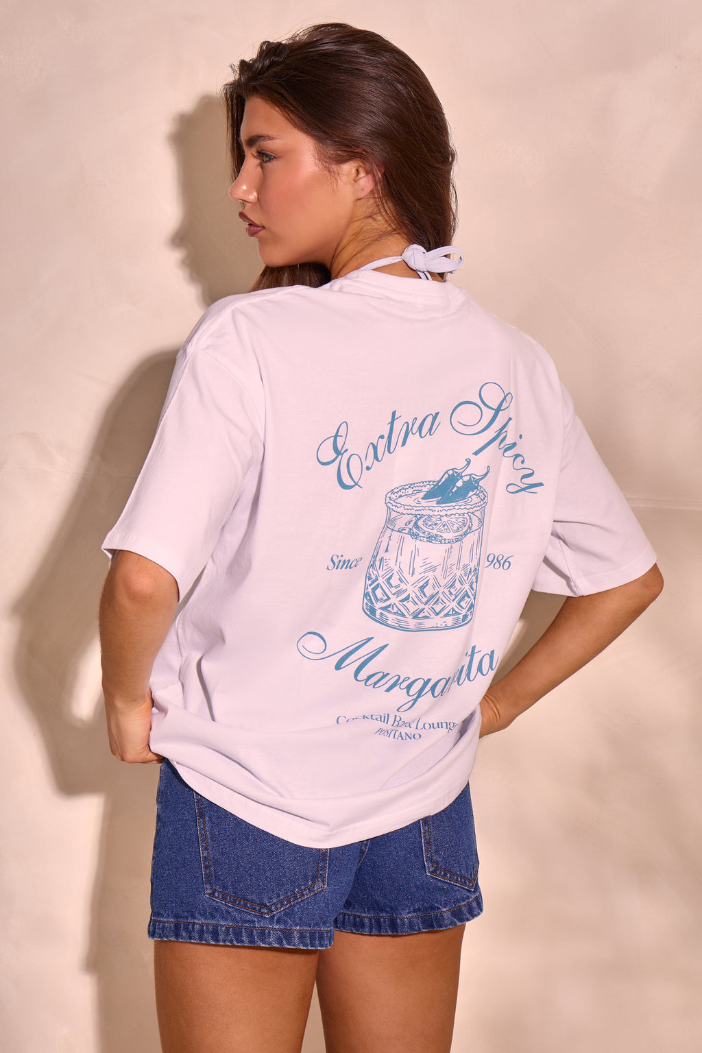 Kaiia Margarita Graphic Oversized T-shirt White
