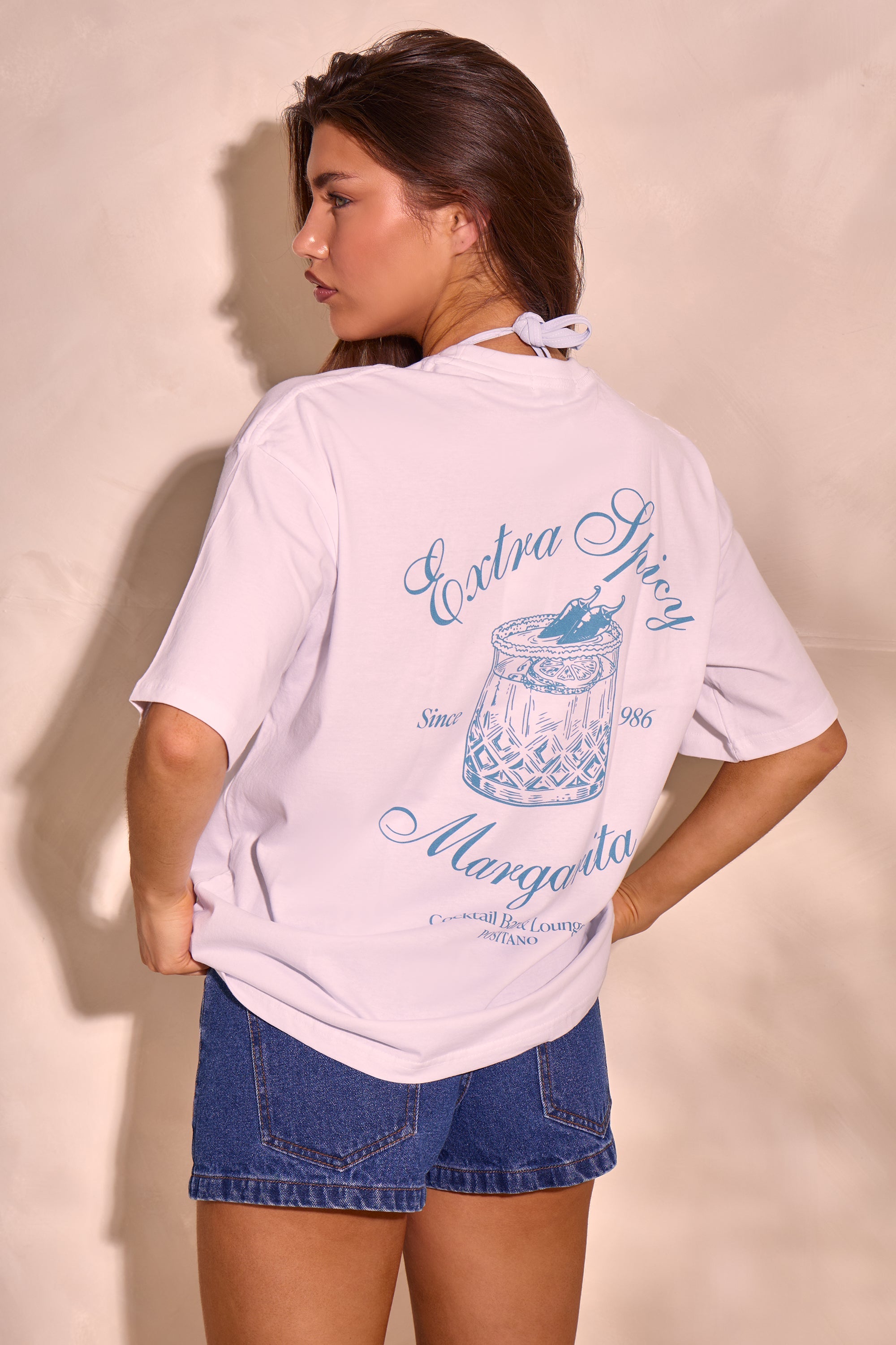 Kaiia Margarita Graphic Oversized T-shirt White