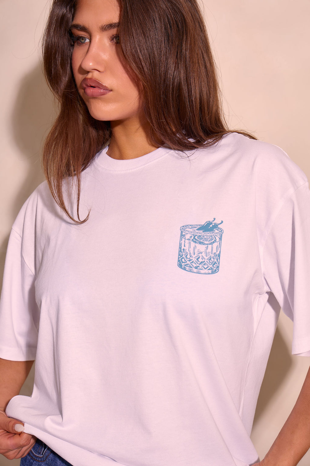 Kaiia Margarita Graphic Oversized T-shirt White