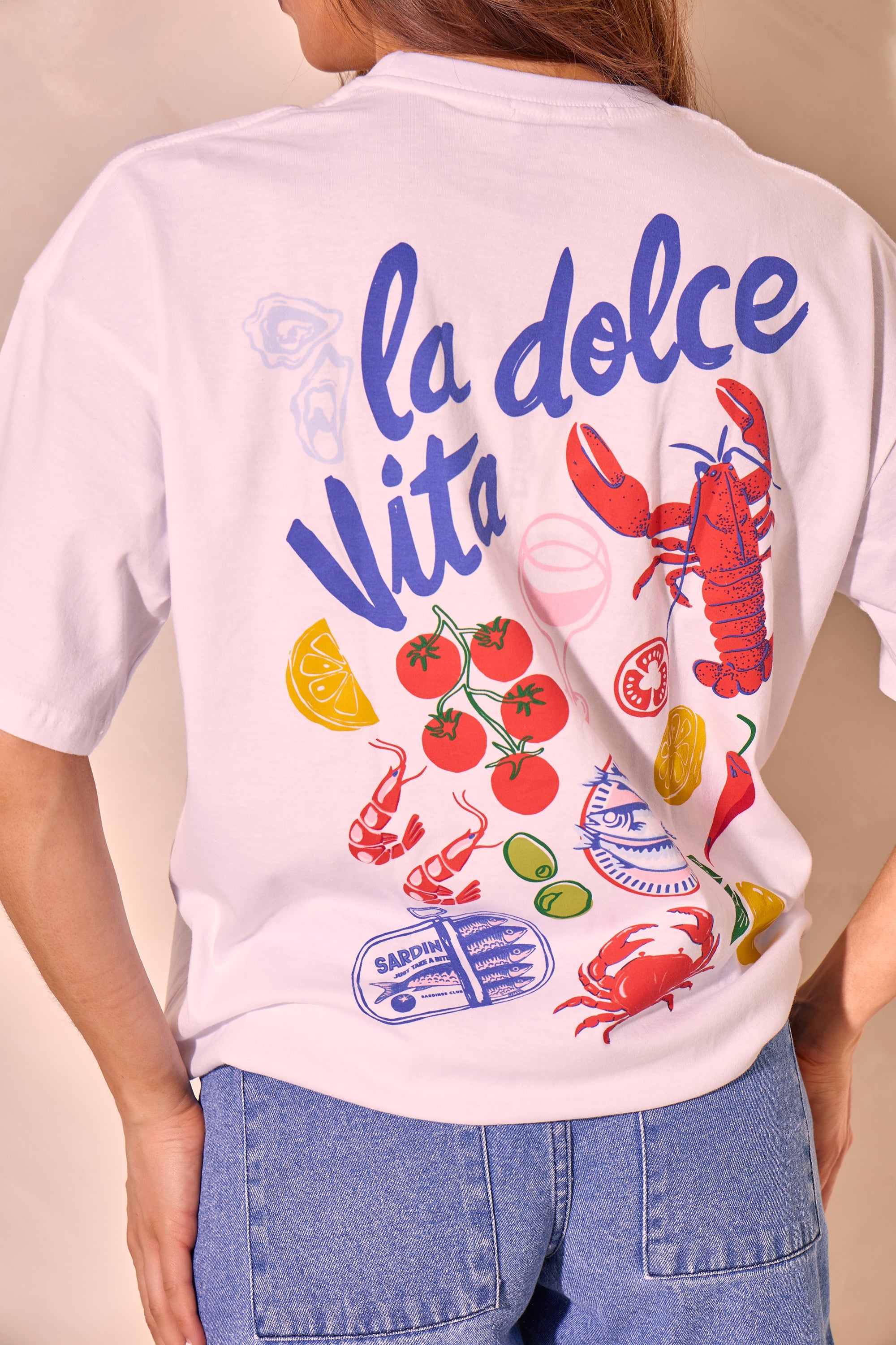 Kaiia La Dolce Graphic Oversized T-shirt White