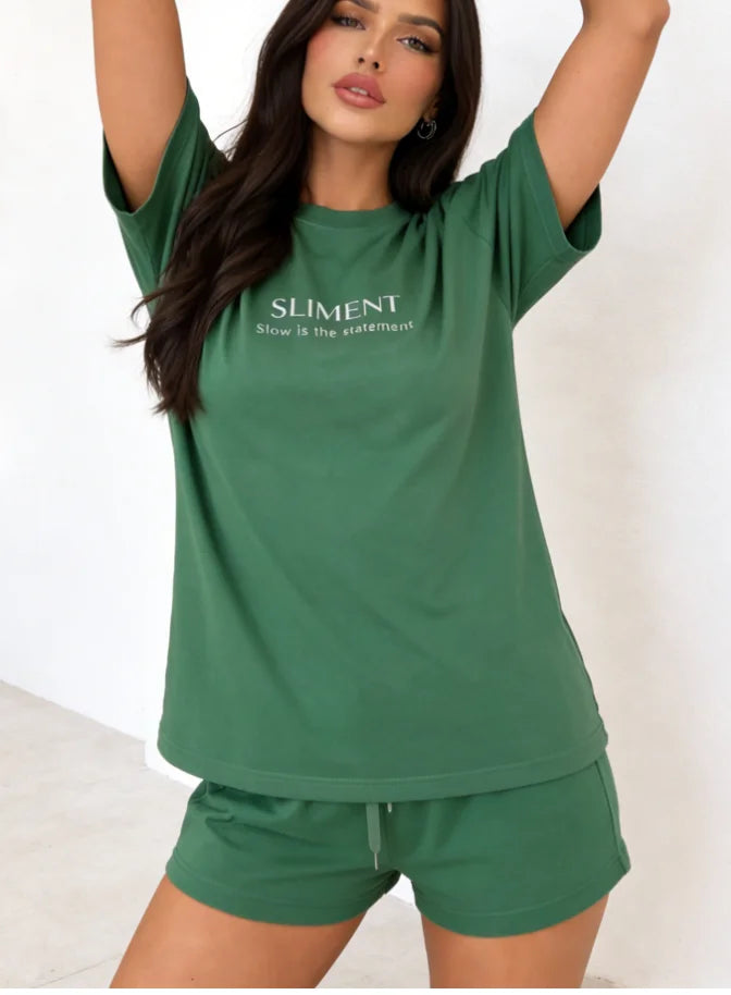 Casual Letter Print Drop Shoulder Short Sleeve T-Shirt