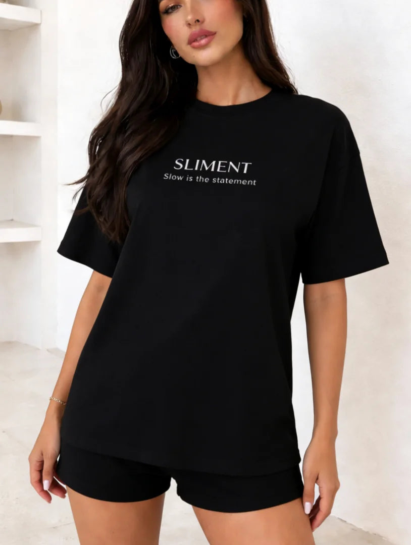 Casual Letter Print Drop Shoulder Short Sleeve T-Shirt