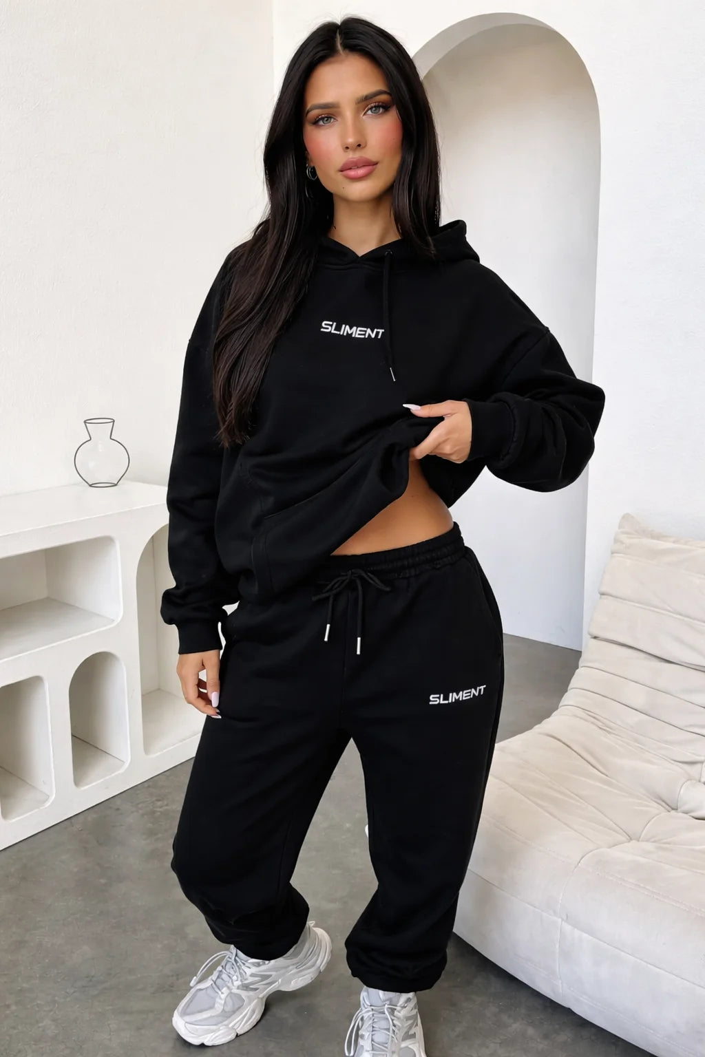 Casual Letter Print Hoodie & Jogger Pants Two-Piece Set