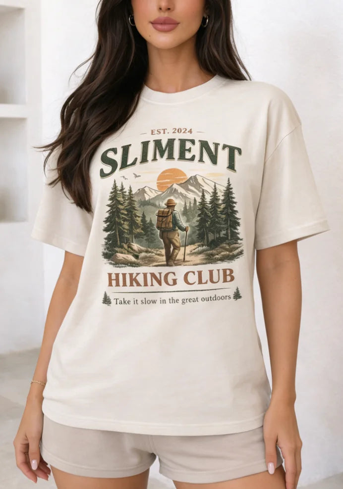 Vintage Hiking Club Landscape Print Drop Shoulder Short Sleeve T-Shirt