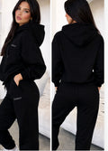 Casual Letter Print Hoodie & Jogger Pants Two-Piece Set