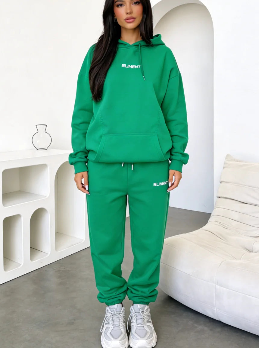 Casual Letter Print Hoodie & Jogger Pants Two-Piece Set