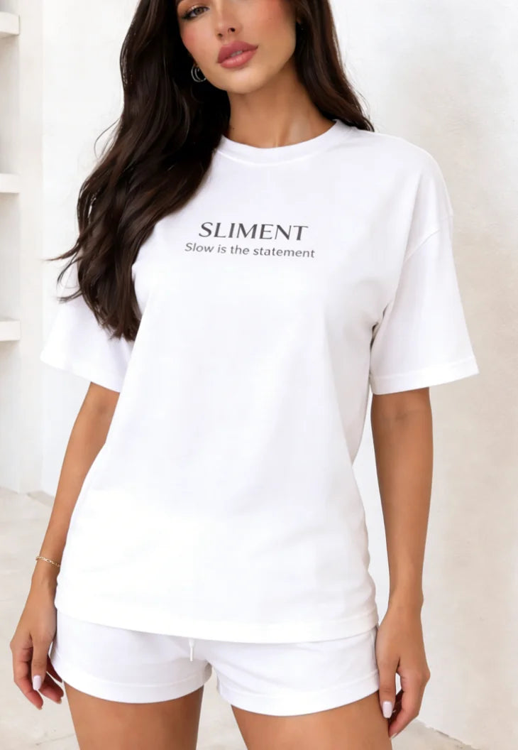 Casual Letter Print Drop Shoulder Short Sleeve T-Shirt