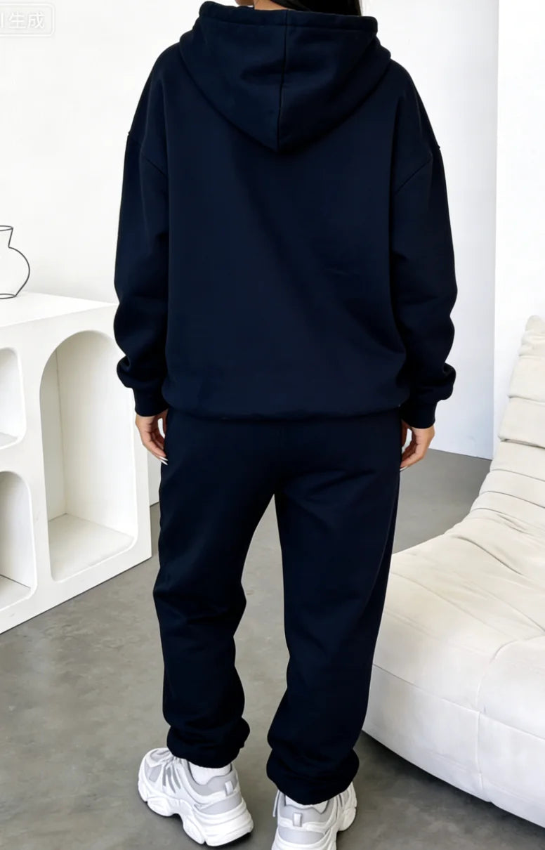 Casual Letter Print Hoodie & Jogger Pants Two-Piece Set