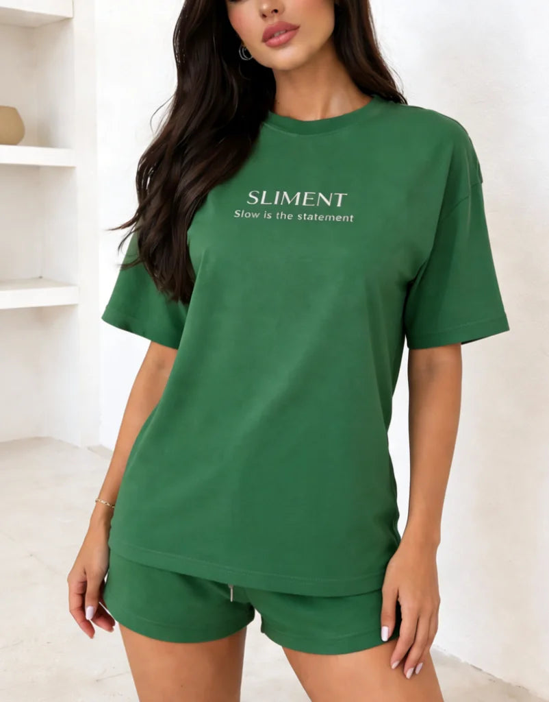 Casual Letter Print Drop Shoulder Short Sleeve T-Shirt
