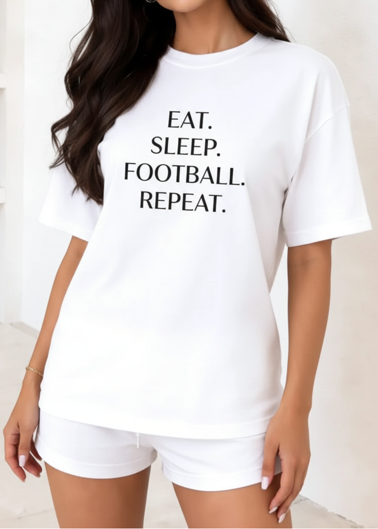 Eat Sleep Football Repeat Typography Tee
