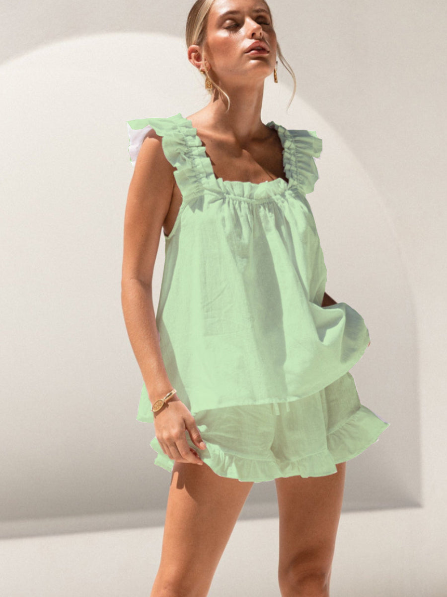 Women's Short Tank Top Shorts Pajama Set